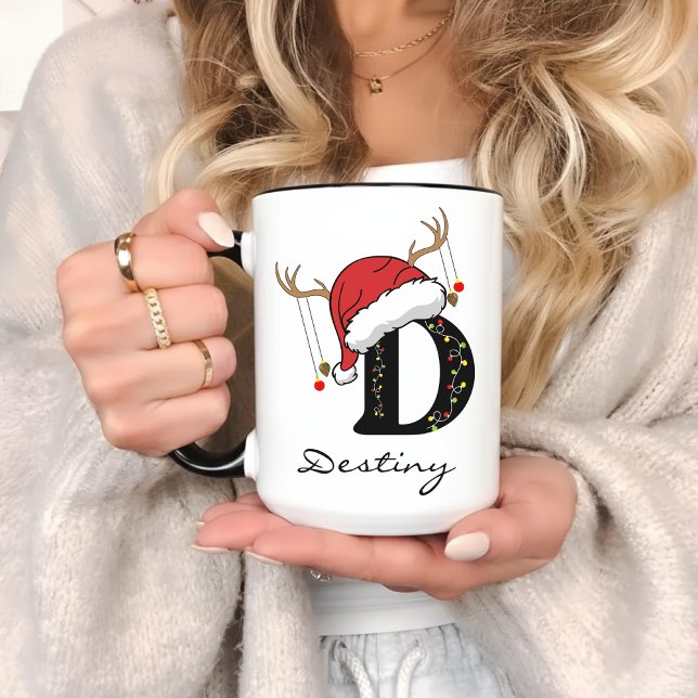 Christmas Monogram Personalised Cup for Friends (holiday mug personalized, Santa mug family, Christmas cocoa mug, festive monogram mug for women,)