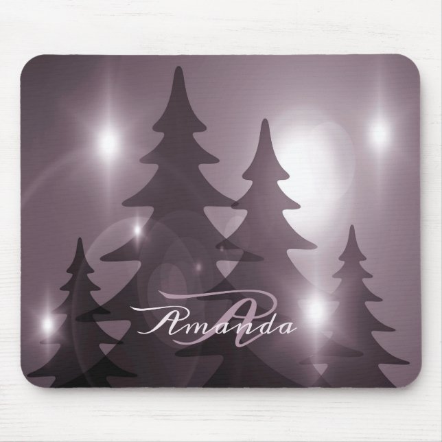 Christmas Monogram Pink Trees Holiday Winter Mouse Mat (Front)