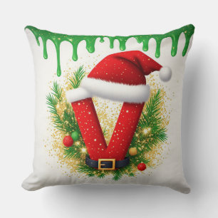 Christmas Monogram V For Holiday Names Cushion