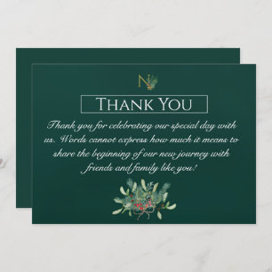 Christmas Monogram Wedding Thank You Card