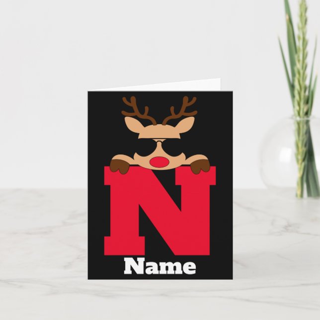 Christmas Monogram With Name Cool Pajama  Card (Front)