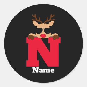 Christmas Monogram With Name Cool Pajama  Classic Round Sticker