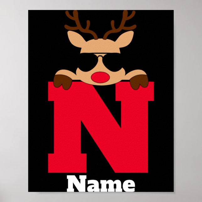 Christmas Monogram With Name Cool Pajama  Poster (Front)