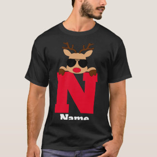 Christmas Monogram With Name Cool Pajama  T-Shirt