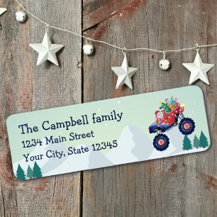 Christmas Monster Truck Santa Return Address Label