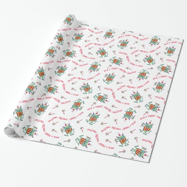 Christmas Monster with Gift Wrapping Paper (Unrolled)
