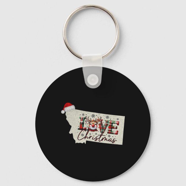 Christmas Montana Xmas State Map Montana Christmas Key Ring (Front)