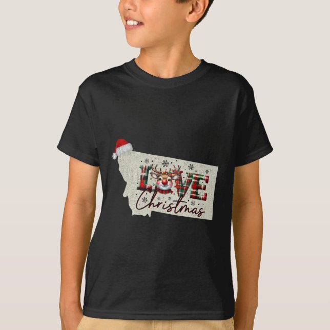 Christmas Montana Xmas State Map Montana Christmas T-Shirt (Front)
