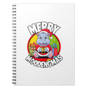 Christmas Moo Deng Merry Moodengmas Baby Hippo Chr Notebook