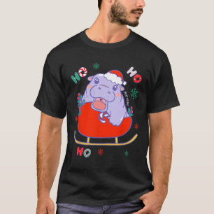 Christmas Moo Deng Reindeer Sleigh Cute Kids Girls T-Shirt