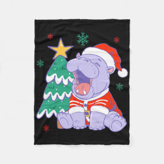 Christmas Moo Deng Xmas Tree Pajamas Cute Kid Girl Fleece Blanket