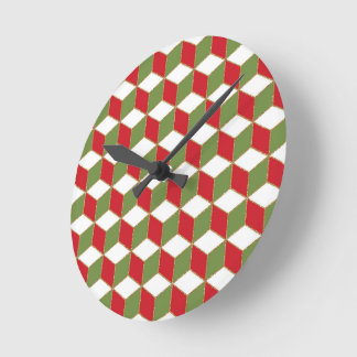 Christmas mood cubes illusion pattern round clock