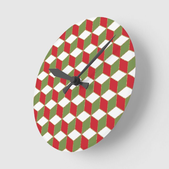 Christmas mood cubes illusion pattern round clock (Angle)