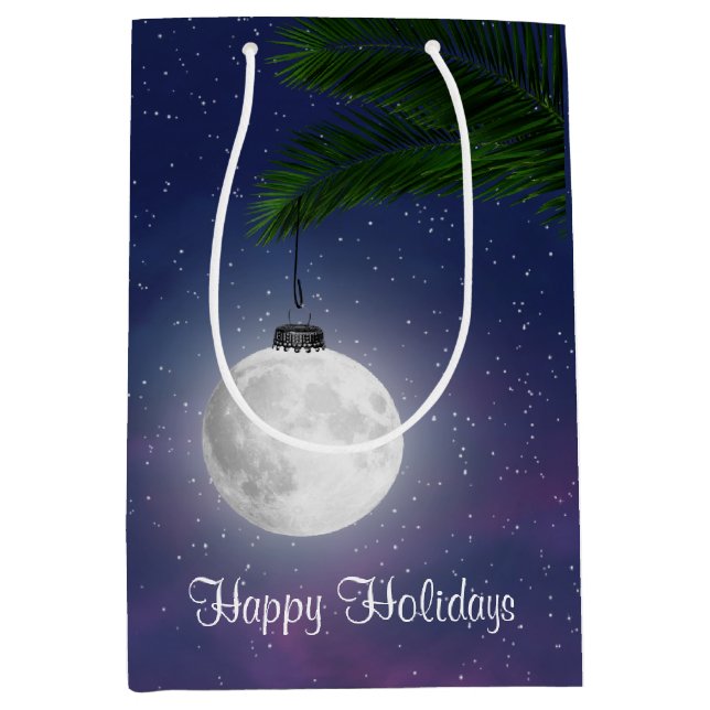 Christmas Moon Ornament On Palm Medium Gift Bag (Front)