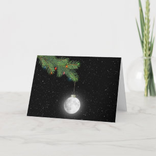 Christmas Moon Ornaments in Snowflakes Holiday Card
