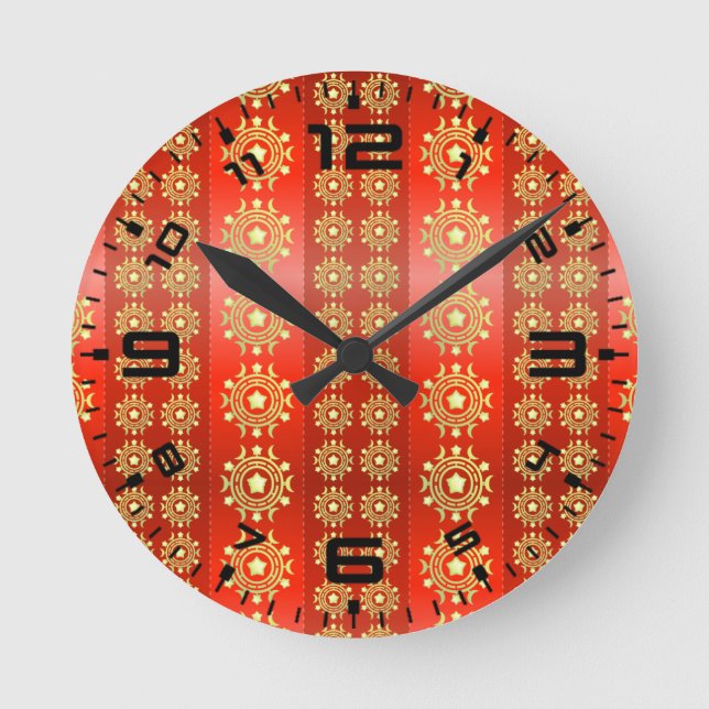 Christmas Moon Star Pattern-65756 Round Clock (Front)