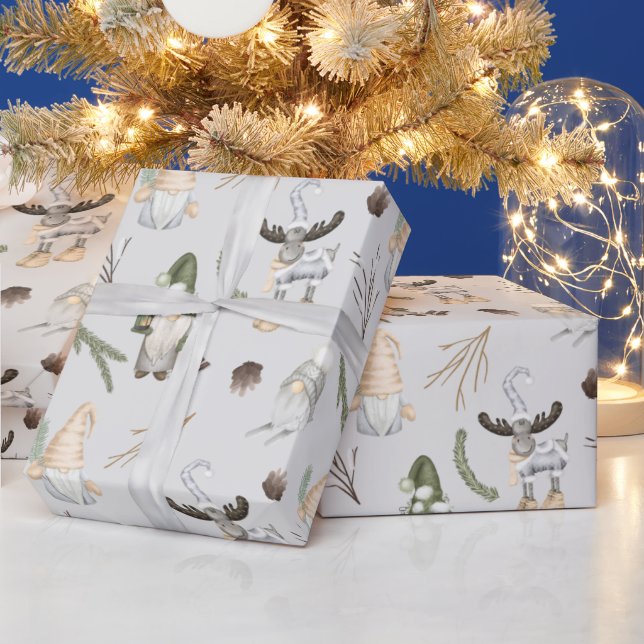Christmas Moose and Gnomes Wrapping Paper (Holidays)