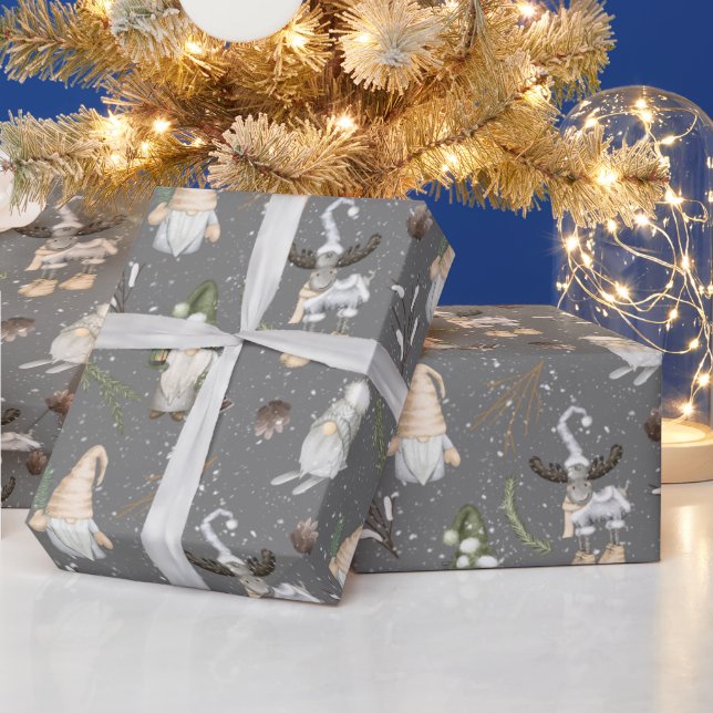 Christmas Moose and Gnomes Wrapping Paper (Holidays)
