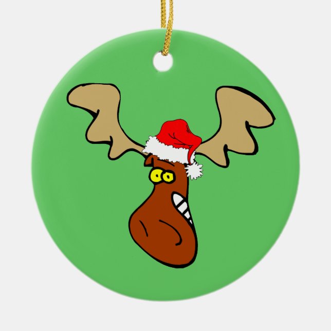 Christmas moose ceramic tree decoration (Front)