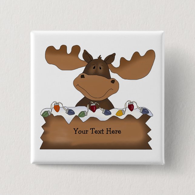 Christmas Moose (customisable) 15 Cm Square Badge (Front)