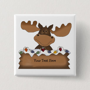 Christmas Moose (customisable) 15 Cm Square Badge