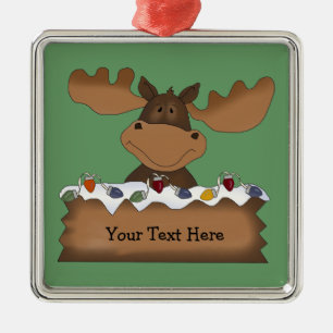 Christmas Moose (customisable) Metal Tree Decoration