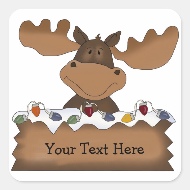 Christmas Moose (customisable) Square Sticker (Front)