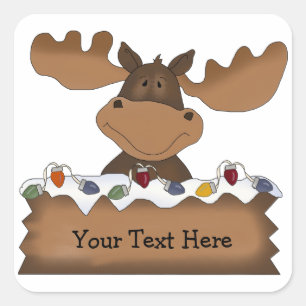 Christmas Moose (customisable) Square Sticker