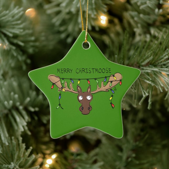 Christmas Moose Cute Funny Christmoose Ceramic Tree Decoration (Tree)