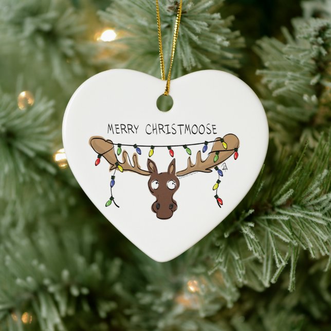 Christmas Moose Cute Funny Holiday Animal Ceramic Tree Decoration (Tree)
