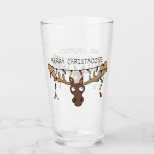 Christmas Moose Cute Funny Holiday Animal Glass