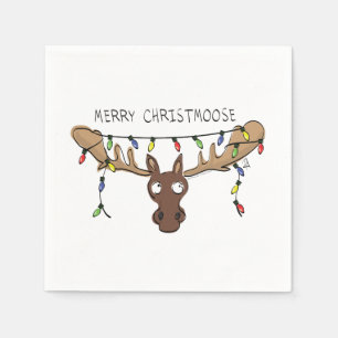 Christmas Moose Cute Funny Holiday Animal Napkin