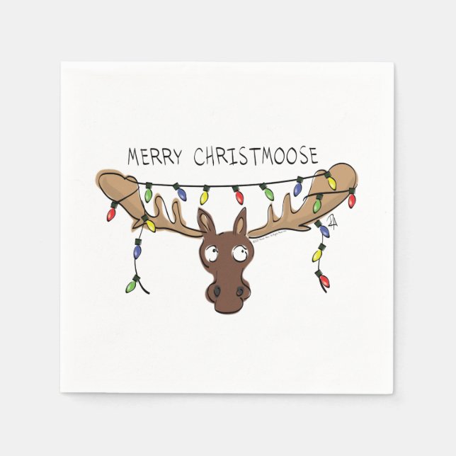 Christmas Moose Cute Funny Holiday Animal Napkin (Front)