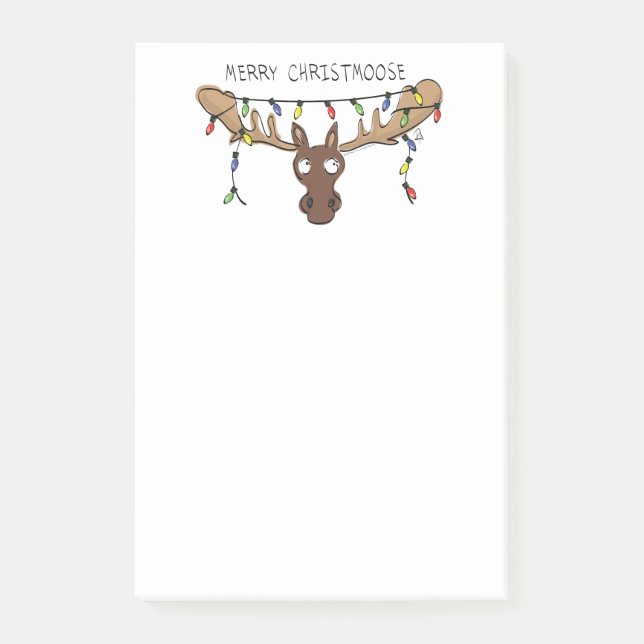 Christmas Moose Cute Funny Holiday Animal Post-it Notes (Front)