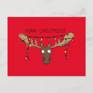 Christmas Moose Cute Funny Holiday Animal Postcard