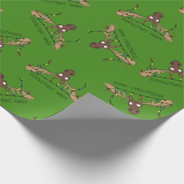 Christmas Moose Cute Funny Holiday Animal Wrapping Paper (Corner)