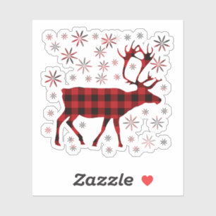 Christmas Moose, deer, elk, caribou, red plaids 