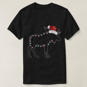 Christmas Moose Festive Holiday Lights Outline T-Shirt