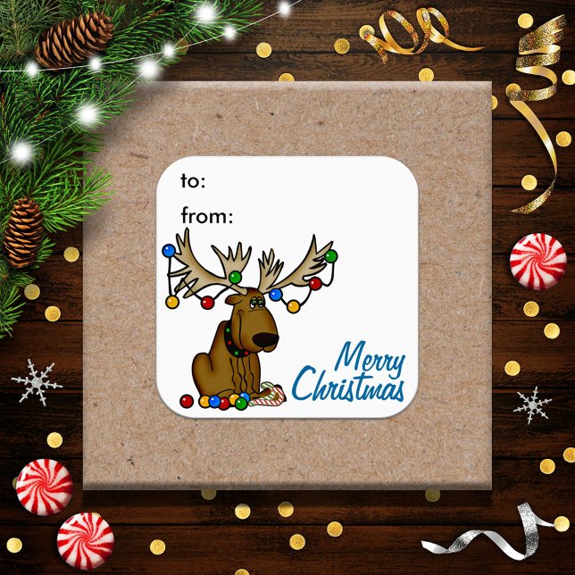 Christmas Moose Gift Tag Sticker (Creator Uploaded)