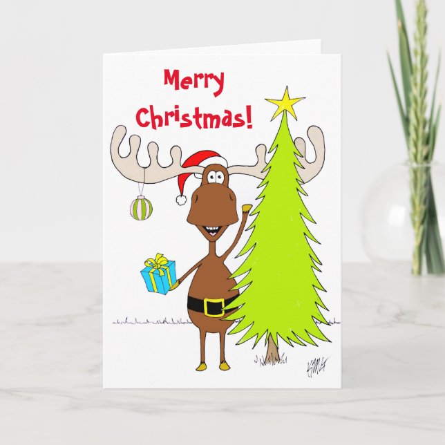 Christmas: Moose (Happy) Holiday Card (Front)