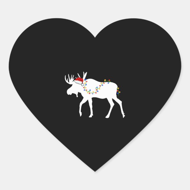 Christmas Moose Heart Sticker (Front)