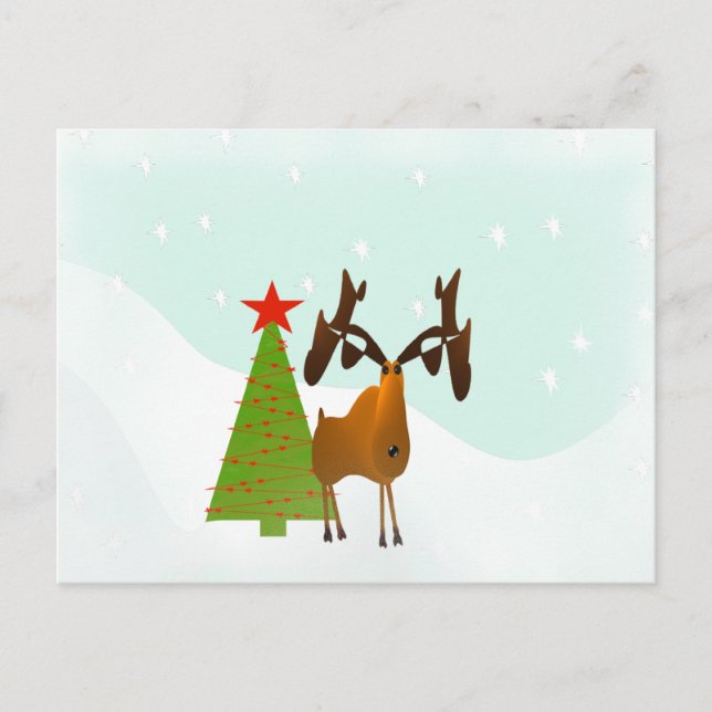 Christmas Moose Holiday Postcard (Front)