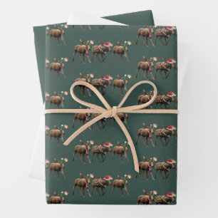 Christmas Moose Lover Reindeer Xmas Lights Holiday Wrapping Paper Sheet