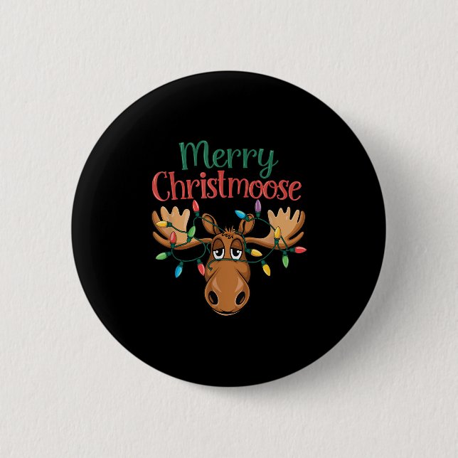 Christmas Moose Merry Christmoose Men Women  6 Cm Round Badge (Front)