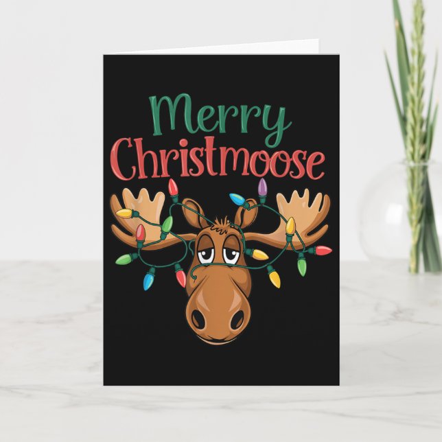 Christmas Moose Merry Christmoose Men Women  Card (Front)