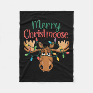 Christmas Moose Merry Christmoose Men Women Fleece Blanket