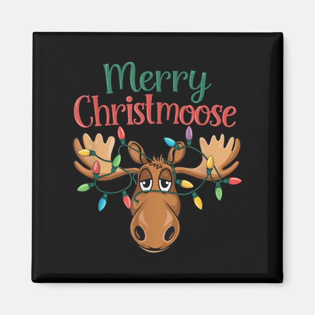 Christmas Moose Merry Christmoose Men Women  Magnet (Front)