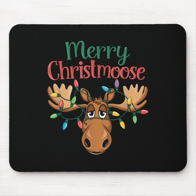 Christmas Moose Merry Christmoose Men Women  Mouse Mat (Front)