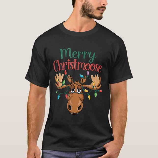 Christmas Moose Merry Christmoose Men Women  T-Shirt (Front)
