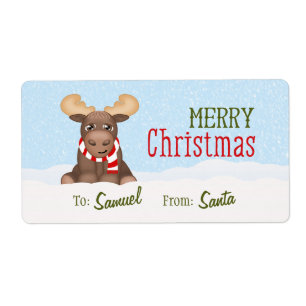Christmas Moose Personalised Gift Tags / Labels